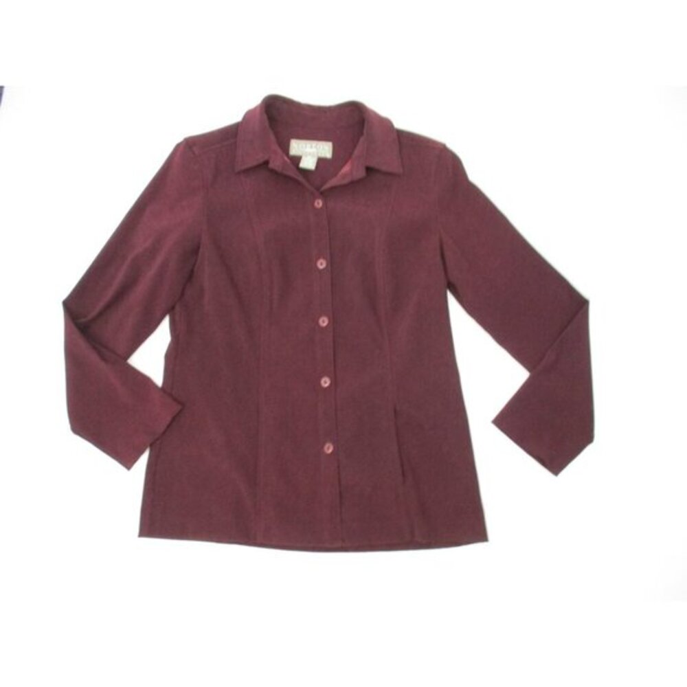 Norton McNaughton Petites Faux Suede Shirt Jacket Womens 8P Burgundy